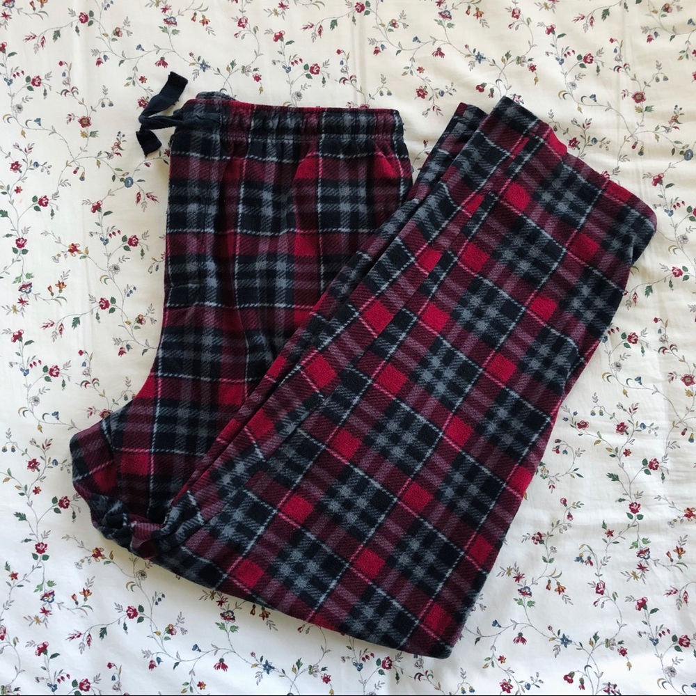 plaid fleece pajama bottoms